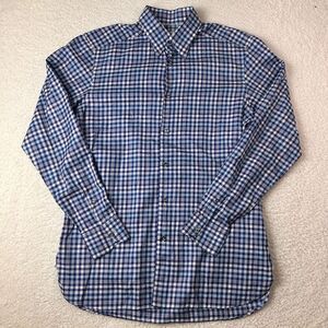 Ermenegildo Zegna Shirt Mens Medium Blue Plaid Check Long Sleeve‎ Button Up